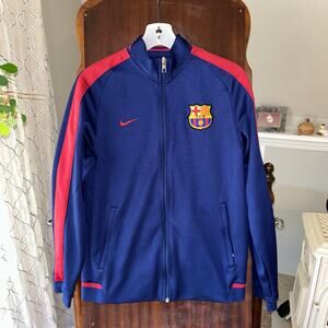 Nike Barcelona Football Blue Jacket Soccer Mens Track Top Rare Zip Hype Size M